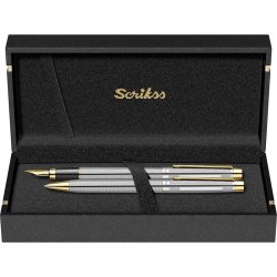 Scrikss - Scrikss Venüs 722 Gold Krom Tükenmez + Dolma Kalem Lüks Kalem Takımı (1)