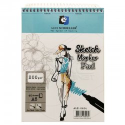 Alex Schoeller Ekstra Beyaz Spiralli Sketch Marker Pad 200g 40 Yaprak - Thumbnail