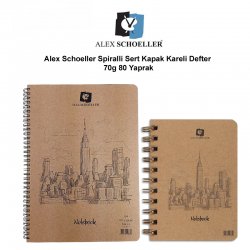 Alex Schoeller - Alex Schoeller Spiralli Sert Kapak Kareli Defter 70g 80 Yaprak