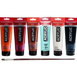 Anka Art - Amsterdam Akrilik Boya 120ml 6lı Set 2 + Fırça Hediyeli