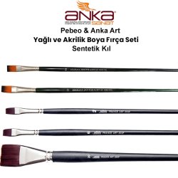 Anka Art - Anka Art & Pebeo Yağlı ve Akrilik Boya Fırça Seti Sentetik Kıl Set 3