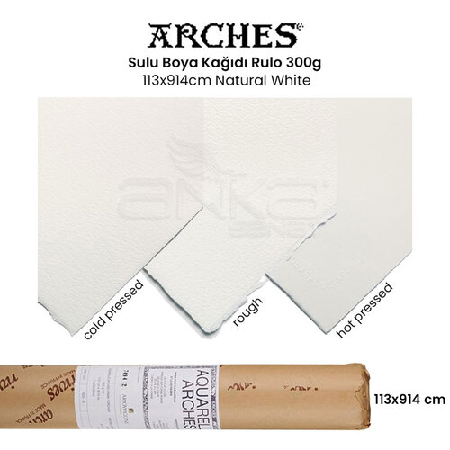 Arches Rulo Sulu Boya Kağıdı 300g 113x914cm Natural White