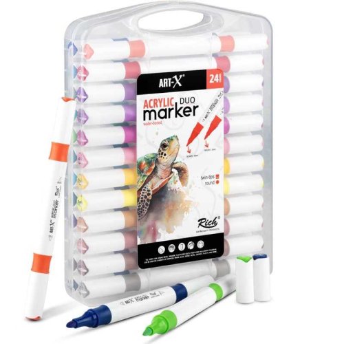 Rich Art-X Acrylic Duo Marker Çift Uçlu Su Bazlı Boyama Kalemi 24lü Set