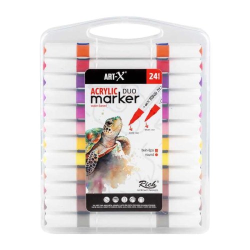 Rich Art-X Acrylic Duo Marker Çift Uçlu Su Bazlı Boyama Kalemi 24lü Set