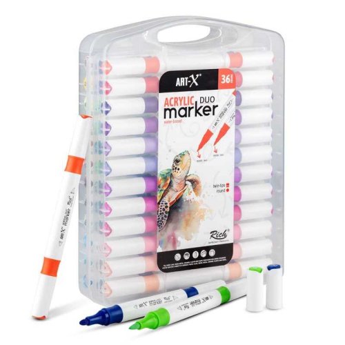 Rich Art-X Acrylic Duo Marker Çift Uçlu Su Bazlı Boyama Kalemi 36lı Set