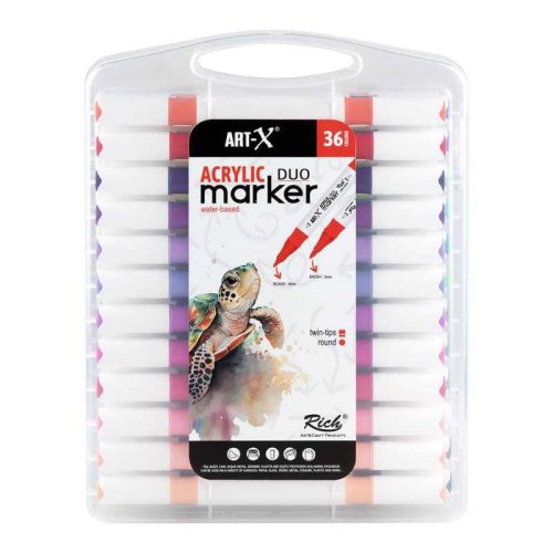 Rich Art-X Acrylic Duo Marker Çift Uçlu Su Bazlı Boyama Kalemi 36lı Set