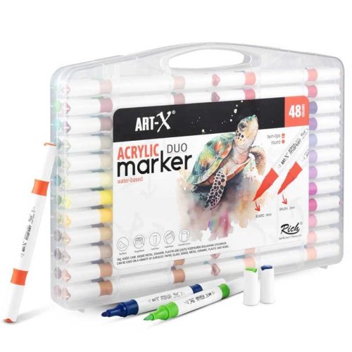 Rich Art-X Acrylic Duo Marker Çift Uçlu Su Bazlı Boyama Kalemi 48li Set