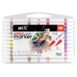 Rich Art-X Acrylic Duo Marker Çift Uçlu Su Bazlı Boyama Kalemi 48li Set - Thumbnail