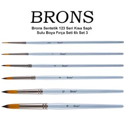 Anka Art - Brons Sentetik 123 Seri Kısa Saplı Sulu Boya Fırça Seti 6lı Set 3