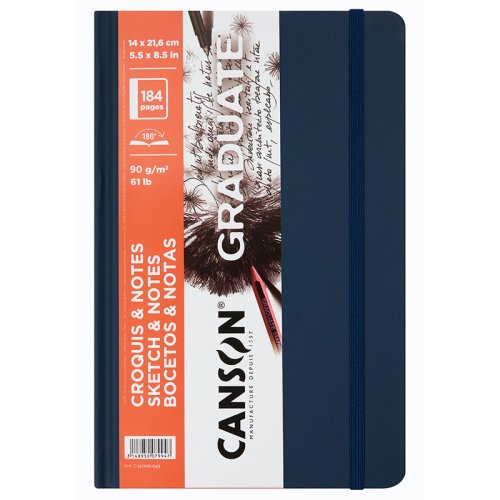 Canson Graduate Mavi Sert Kapak Eskiz Defteri 90g 184 Yaprak 14x21.6cm