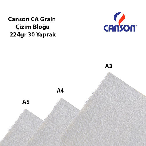 Canson CA Grain Çizim Bloğu 224g 30 Yaprak Spiralli