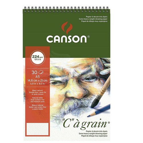 Canson CA Grain Çizim Bloğu 224g 30 Yaprak Spiralli