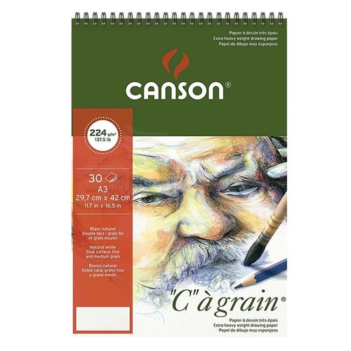 Canson CA Grain Çizim Bloğu 224g 30 Yaprak Spiralli