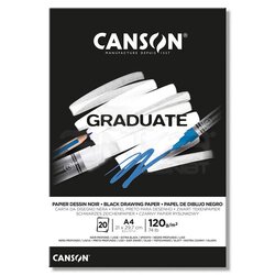 Canson Graduate Black Drawing Paper Siyah Çizim Defteri 120g 20 Yaprak - Thumbnail