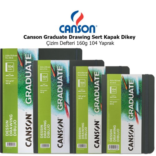 Canson Graduate Drawing Sert Kapak Dikey Çizim Defteri 160g 104 Yaprak