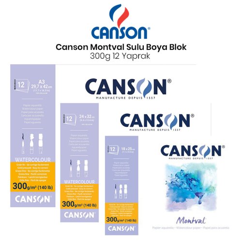 Canson Montval Sulu Boya Blok 300g 12 Yaprak