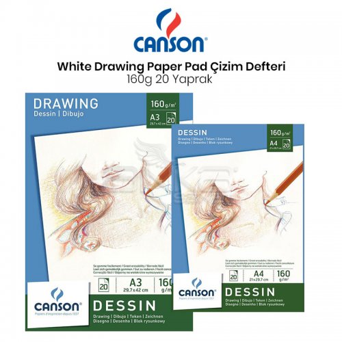 Canson White Drawing Paper Pad Beyaz Çizim Defteri 160g 20 Yaprak