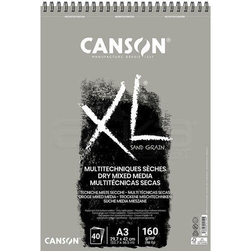 Canson XL Dry Mix Media Grey Sand Paper Spiralli Defter 40 Yaprak 160g