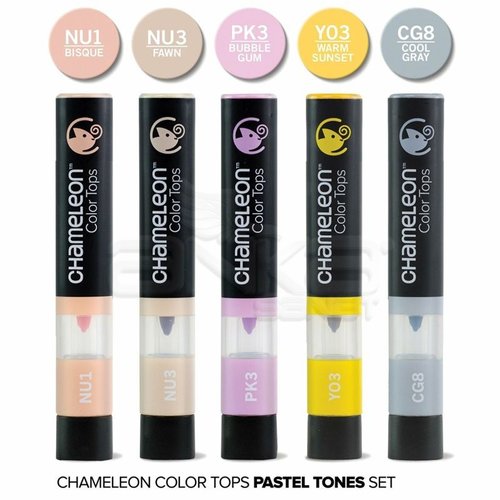 Chameleon Color Tops Marker Kalem 5li Set Pastel Tones