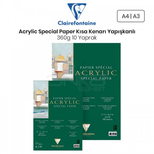 Clairefontaine Acrylic Special Paper Akrilik Blok Kısa Kenarı Yapışkanlı 360g 10 Yaprak