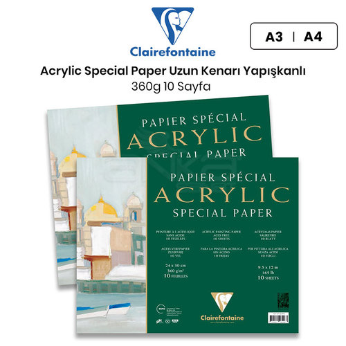 Clairefontaine Acrylic Special Paper Akrilik Blok Uzun Kenarı Yapışkanlı 360g 10 Yaprak