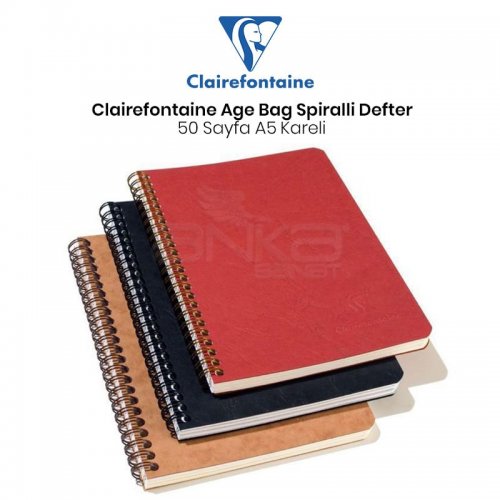 Clairefontaine Age Bag Spiralli Defter Kareli A5 50 Yaprak