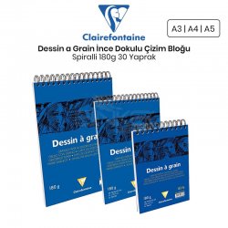 Clairefontaine - Clairefontaine Dessin a Grain İnce Dokulu Spiralli Çizim Bloğu 180g 30 Yaprak