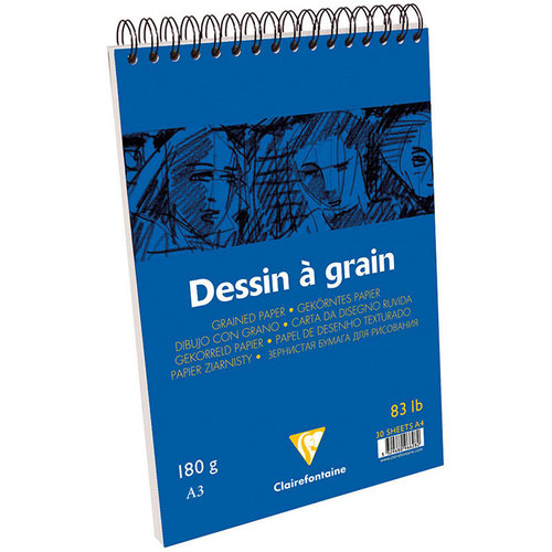 Clairefontaine Dessin a Grain İnce Dokulu Spiralli Çizim Bloğu 180g 30 Yaprak