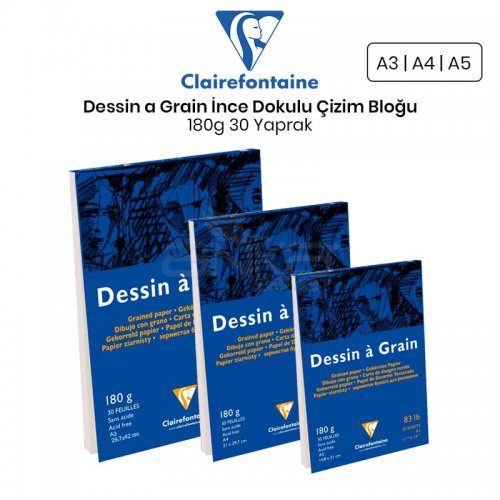 Clairefontaine Dessin a Grain İnce Dokulu Çizim Bloğu 180g 30 Yaprak