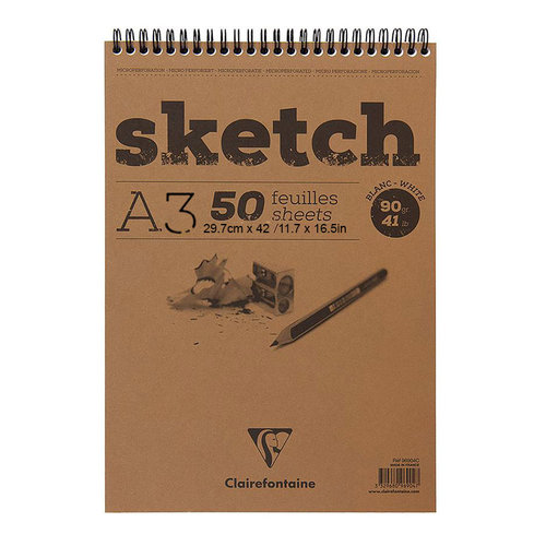 Clairefontaine Esquisse Blanc Sketch Blok 90g Kısa Kenarı Spiralli 50 Yaprak