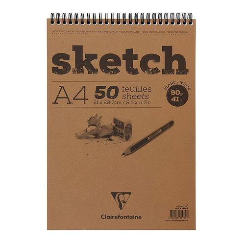 Clairefontaine Esquisse Blanc Sketch Blok 90g Kısa Kenarı Spiralli 50 Yaprak