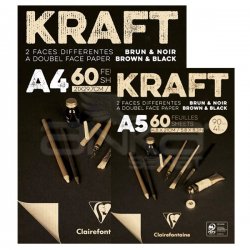 Clairefontaine Kraft Kahverengi ve Siyah Çizim Bloğu 90g 60 Yaprak - Thumbnail