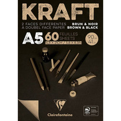 Clairefontaine Kraft Kahverengi ve Siyah Çizim Bloğu 90g 60 Yaprak - Thumbnail