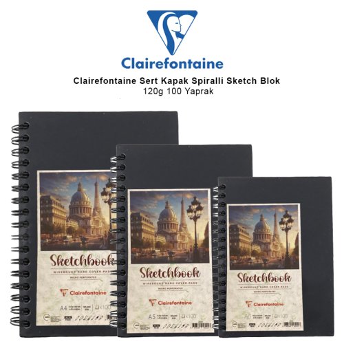 Clairefontaine Sert Kapak Spiralli Sketch Blok 120g 100 Yaprak