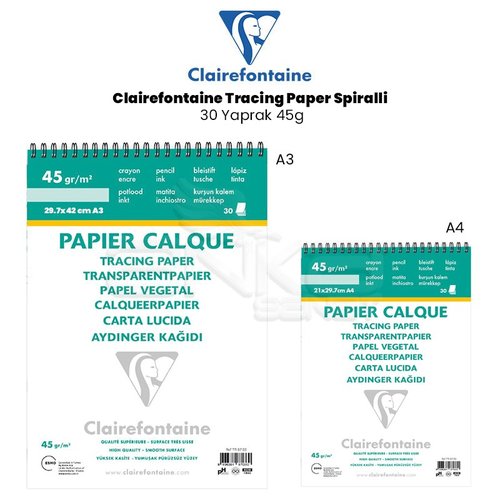 Clairefontaine Tracing Paper Spiralli 30 Yaprak 45g