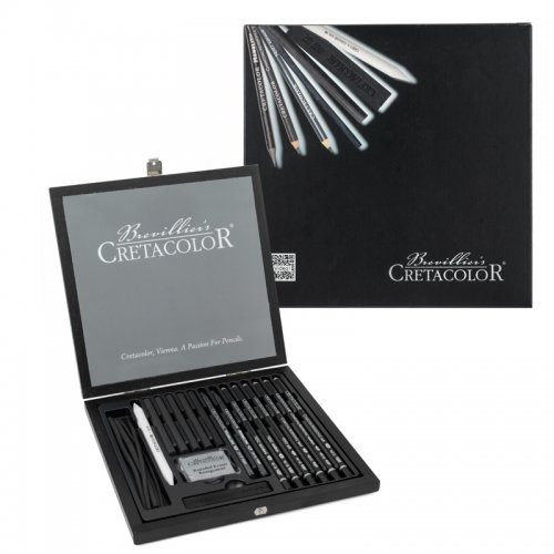 Cretacolor Black Box Premium Karakalem Çizim Seti Ahşap Kutu 20li 46040