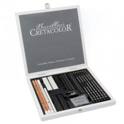 Cretacolor Black & White Drawing Set Premium Çizim Seti Ahşap Kutu 25li 40025 - Thumbnail