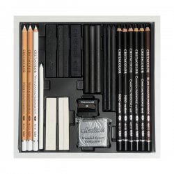 Cretacolor Black & White Drawing Set Premium Çizim Seti Ahşap Kutu 25li 40025 - Thumbnail