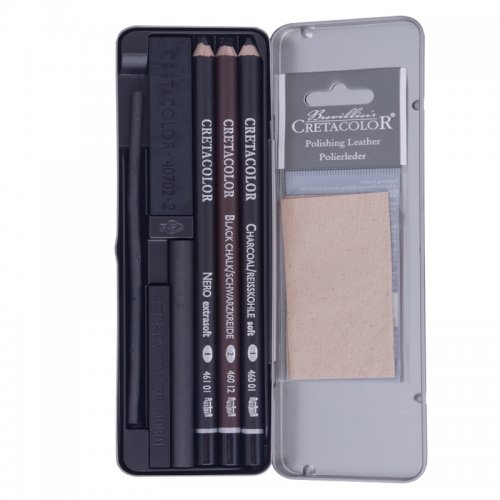 Cretacolor Chacoal Drawing Set Kömür Çizim Seti 8li Metal Kutu 46008