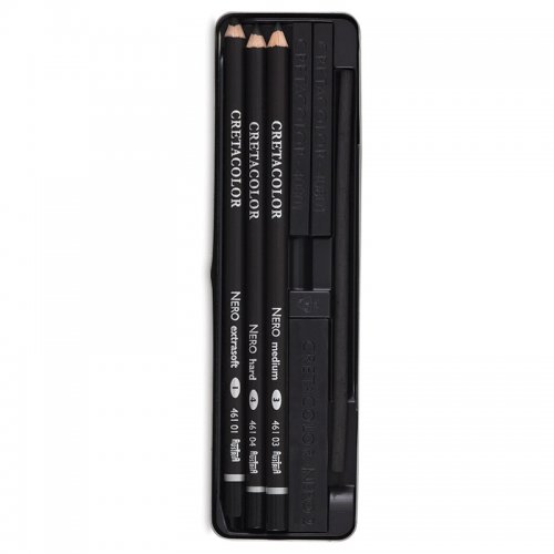 Cretacolor Nero Drawing Set Yağlı Kömür Çizim Seti 7li Metal Kutu 40008