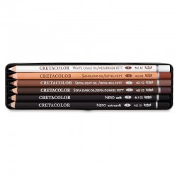 Cretacolor - Cretacolor Oil Pencils Drawing Set Yağlı Çizim Kalemleri 6lı Metal Kutu 40007 (1)