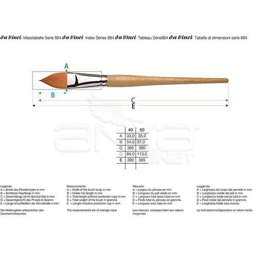 Da Vinci Spin Sentetik Fırça 884 No:50