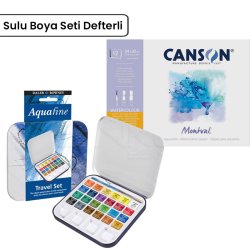 Daler Rowney - Daler Rowney Aquafine 24lü Sulu Boya Seti Montval Defterli