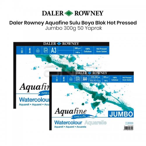 Daler Rowney Aquafine Jumbo Sulu Boya Blok Hot Pressed 300g 50 Yaprak