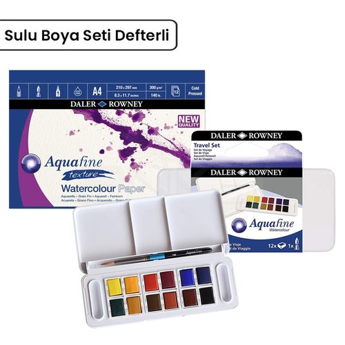 Daler Rowney Aquafine Travel Set 12li Plastik Kutu Defterli