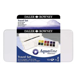 Daler Rowney - Daler Rowney Aquafine Travel Set 12li Plastik Kutu Defterli (1)