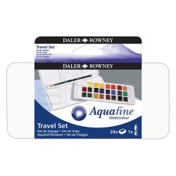 Daler Rowney - Daler Rowney Aquafine Travel Set 24lü Plastik Kutu Defterli S-1 (1)