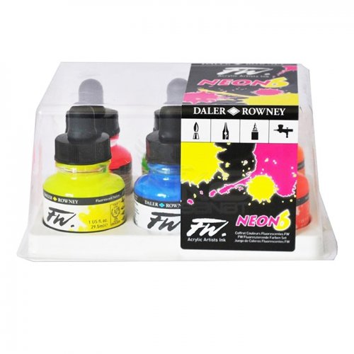 Daler Rowney FW Acrylic Artist Ink 29.5ml Cam Şişe 6lı Neon Set 160329006