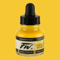 Daler Rowney - Daler Rowney FW Acrylic Artist Ink 29.5ml Cam Şişe Brilliant Yellow 607