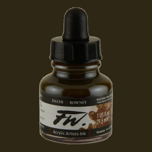 Daler Rowney FW Acrylic Artist Ink 29.5ml Cam Şişe Burnt Umber 223 - 223 Burnt Umber